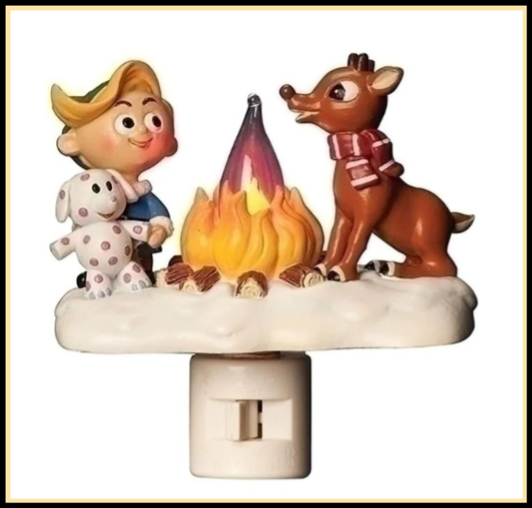 Rudolf & Elf by Fire Night Light