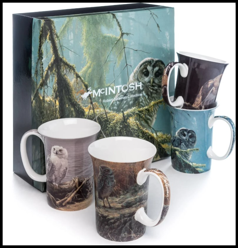 Bateman Owls Set of 4 Mugs